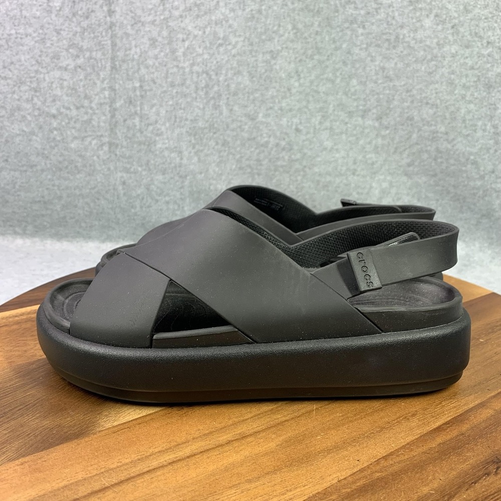 CROCS Women's Black Cross-Strap Sandals